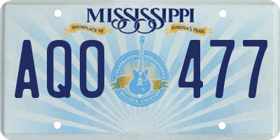 MS license plate AQO477