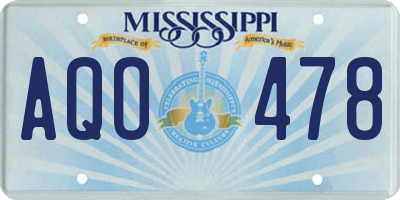 MS license plate AQO478