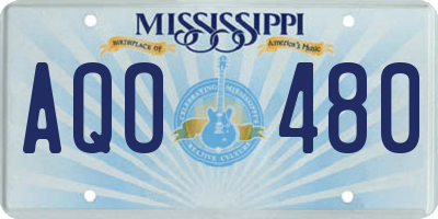 MS license plate AQO480