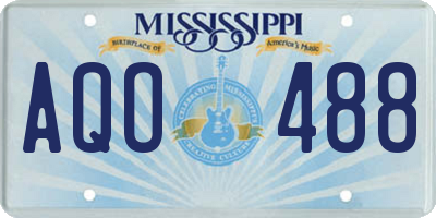 MS license plate AQO488