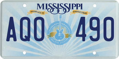 MS license plate AQO490