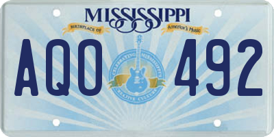 MS license plate AQO492