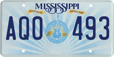MS license plate AQO493