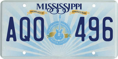 MS license plate AQO496