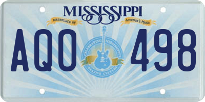 MS license plate AQO498
