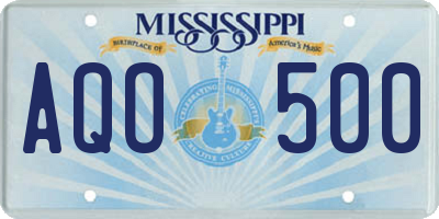 MS license plate AQO500