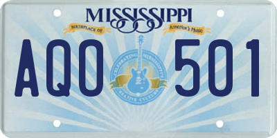 MS license plate AQO501