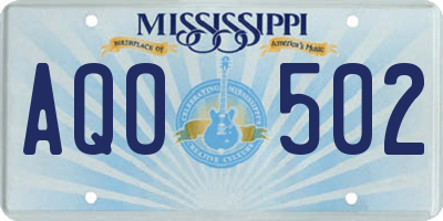 MS license plate AQO502