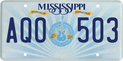 MS license plate AQO503