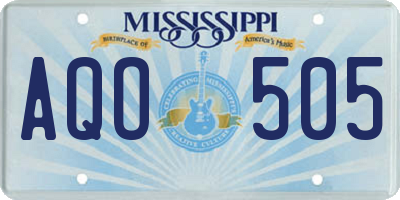 MS license plate AQO505