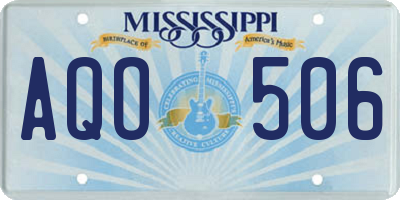 MS license plate AQO506