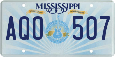 MS license plate AQO507