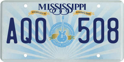 MS license plate AQO508