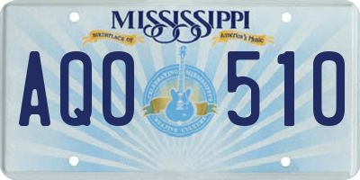 MS license plate AQO510
