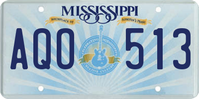 MS license plate AQO513