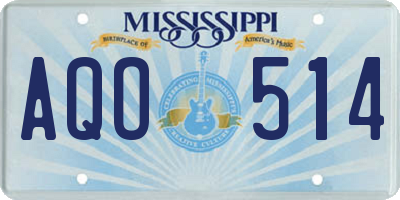 MS license plate AQO514