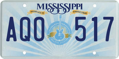 MS license plate AQO517