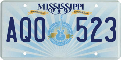 MS license plate AQO523