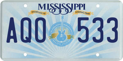 MS license plate AQO533