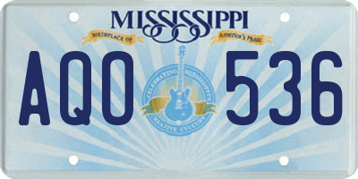 MS license plate AQO536