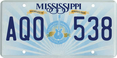 MS license plate AQO538