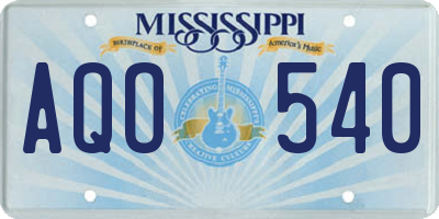 MS license plate AQO540