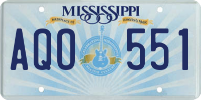 MS license plate AQO551
