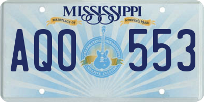 MS license plate AQO553