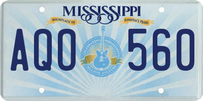 MS license plate AQO560