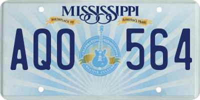 MS license plate AQO564