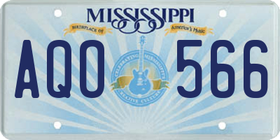 MS license plate AQO566