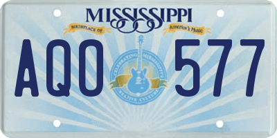 MS license plate AQO577