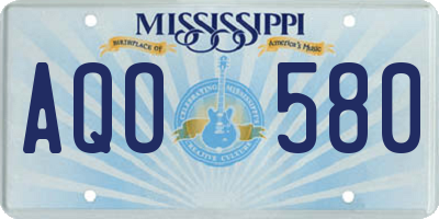 MS license plate AQO580
