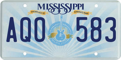 MS license plate AQO583