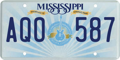 MS license plate AQO587