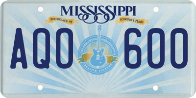 MS license plate AQO600