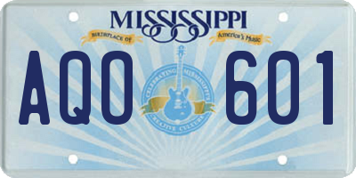 MS license plate AQO601