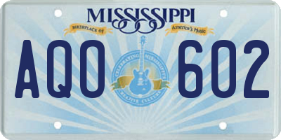 MS license plate AQO602