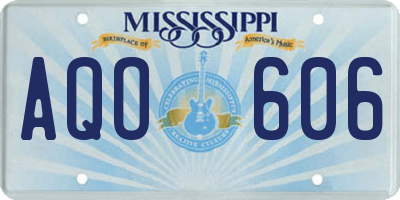 MS license plate AQO606