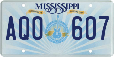 MS license plate AQO607