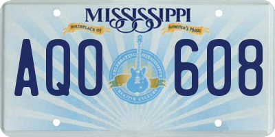 MS license plate AQO608