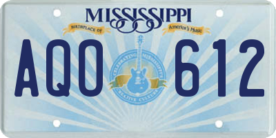 MS license plate AQO612