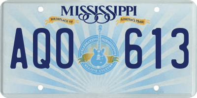 MS license plate AQO613