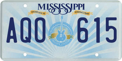 MS license plate AQO615