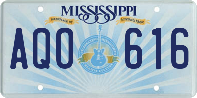 MS license plate AQO616