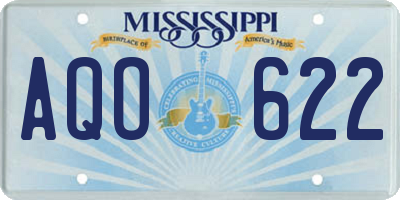 MS license plate AQO622