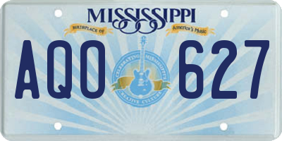 MS license plate AQO627