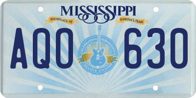 MS license plate AQO630