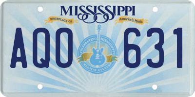 MS license plate AQO631