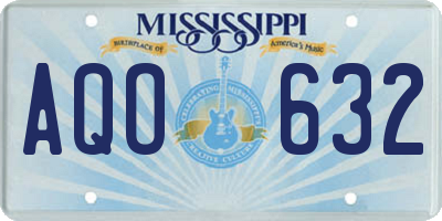 MS license plate AQO632